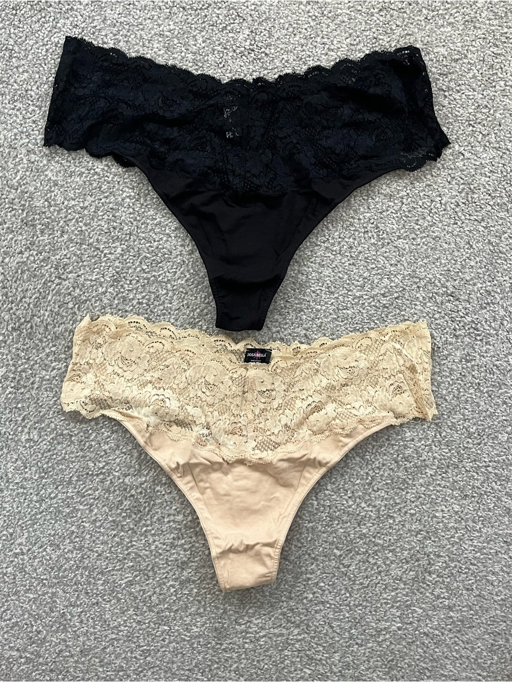 NWT Cosabella Lace-Trim Thong Panty Bundle in Black & Beige Size 18/22 Plus